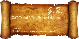 Gáspár Ruszlána névjegykártya